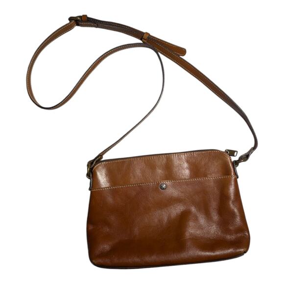 Patricia Nash Avellino Cognac Brown Leather Envelope Top Zip Crossbody Bag - Picture 2 of 7